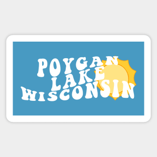 Sunshine in Poygan Lake Wisconsin Retro Wavy 1970s Summer Text Sticker